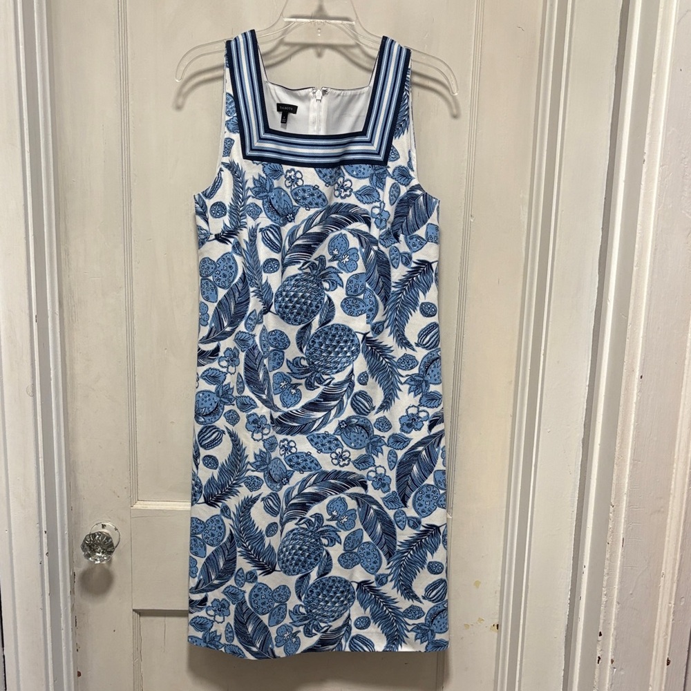 Talbots Blue Floral Pineapple Sleeveless Dress 8